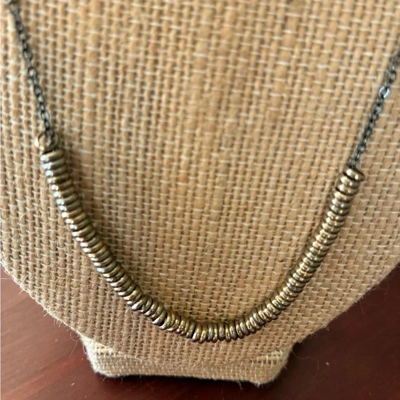Banana Republic Gunmetal and Gold Tone Beaded Pendant Necklace - Picture 2 of 3